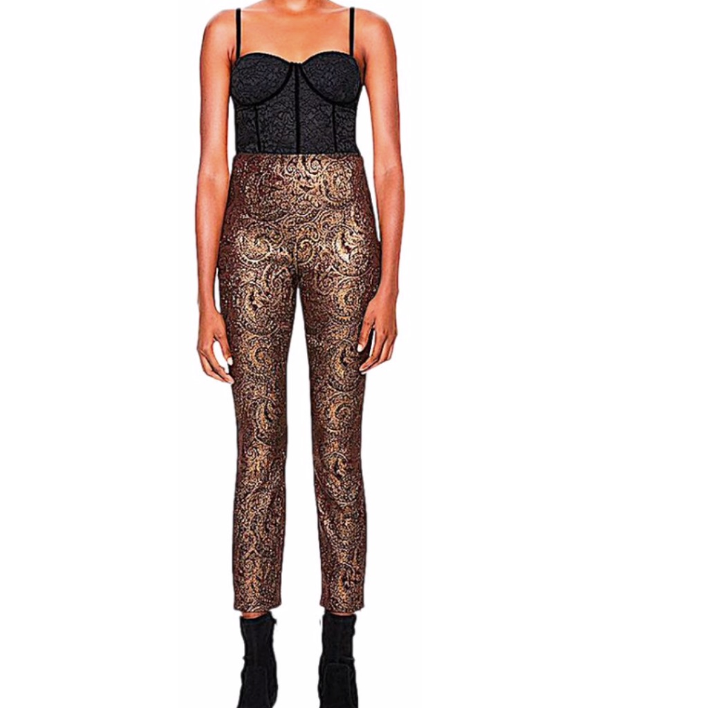 Alice + Olivia Gold Multi With Tag Gloriane Skinny Pants